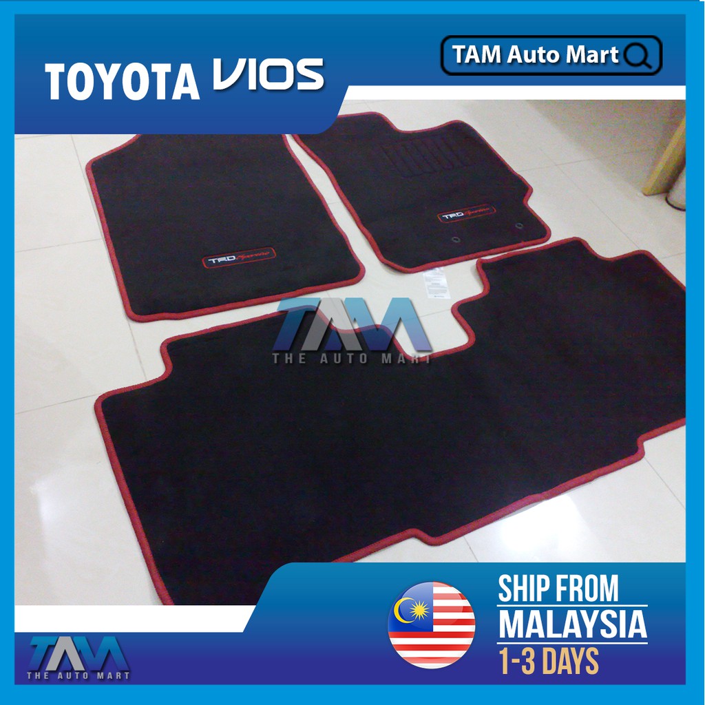 Original Toyota Vios TRD Sportivo Floor Carpet Red Line Carpet