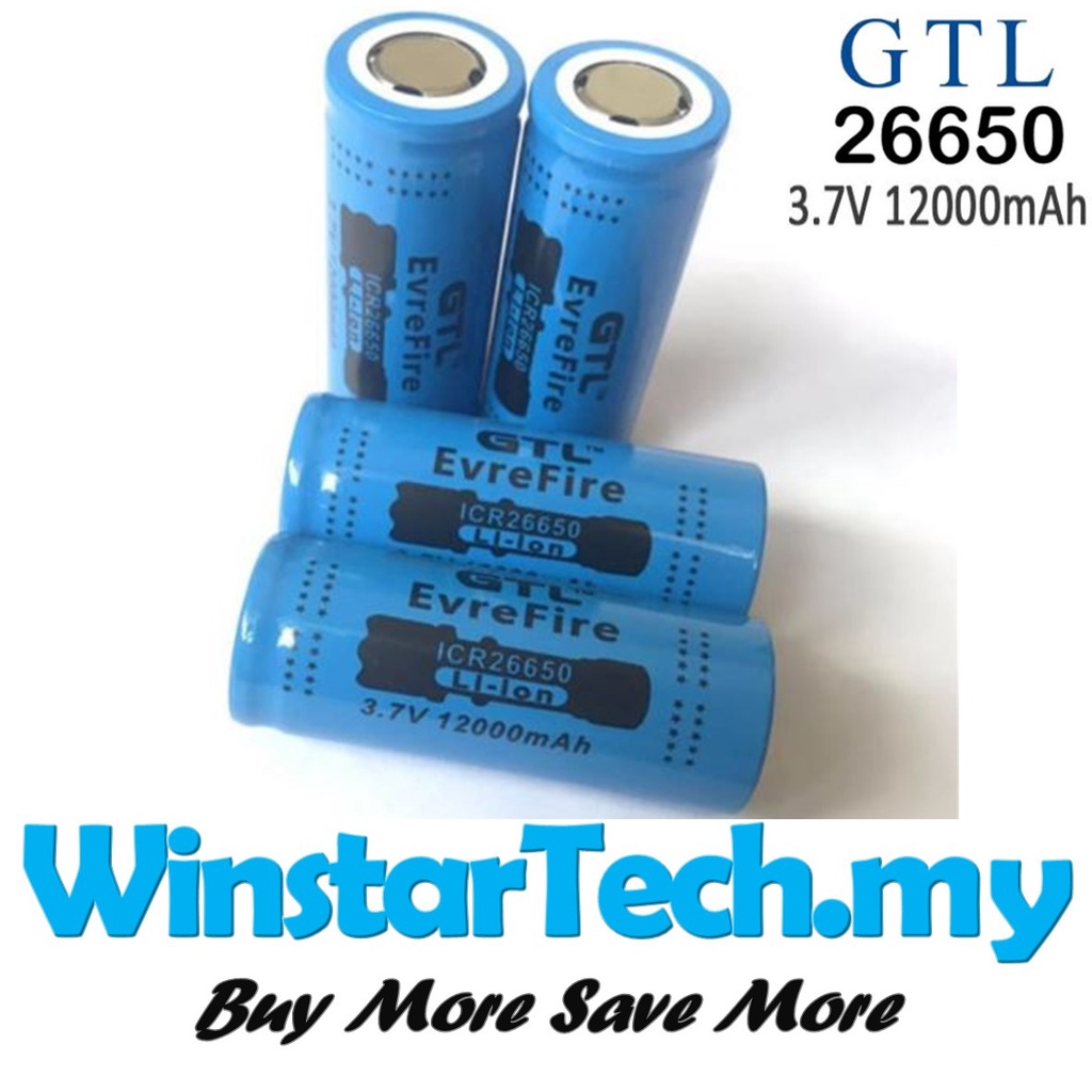 GTL EvreFire Ultrafire 100 New Original 26650 Battery 3 7 V 12000mah