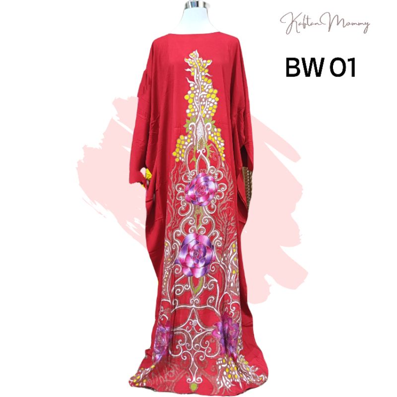 Kaftan Batwing Baju Kelawar Lengan Panjang Bertali Batik Lukis