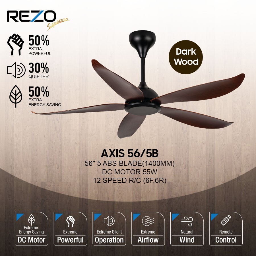 Rezo Axis B Matte Black Dark Wood Dc Motor Speed F R Abs