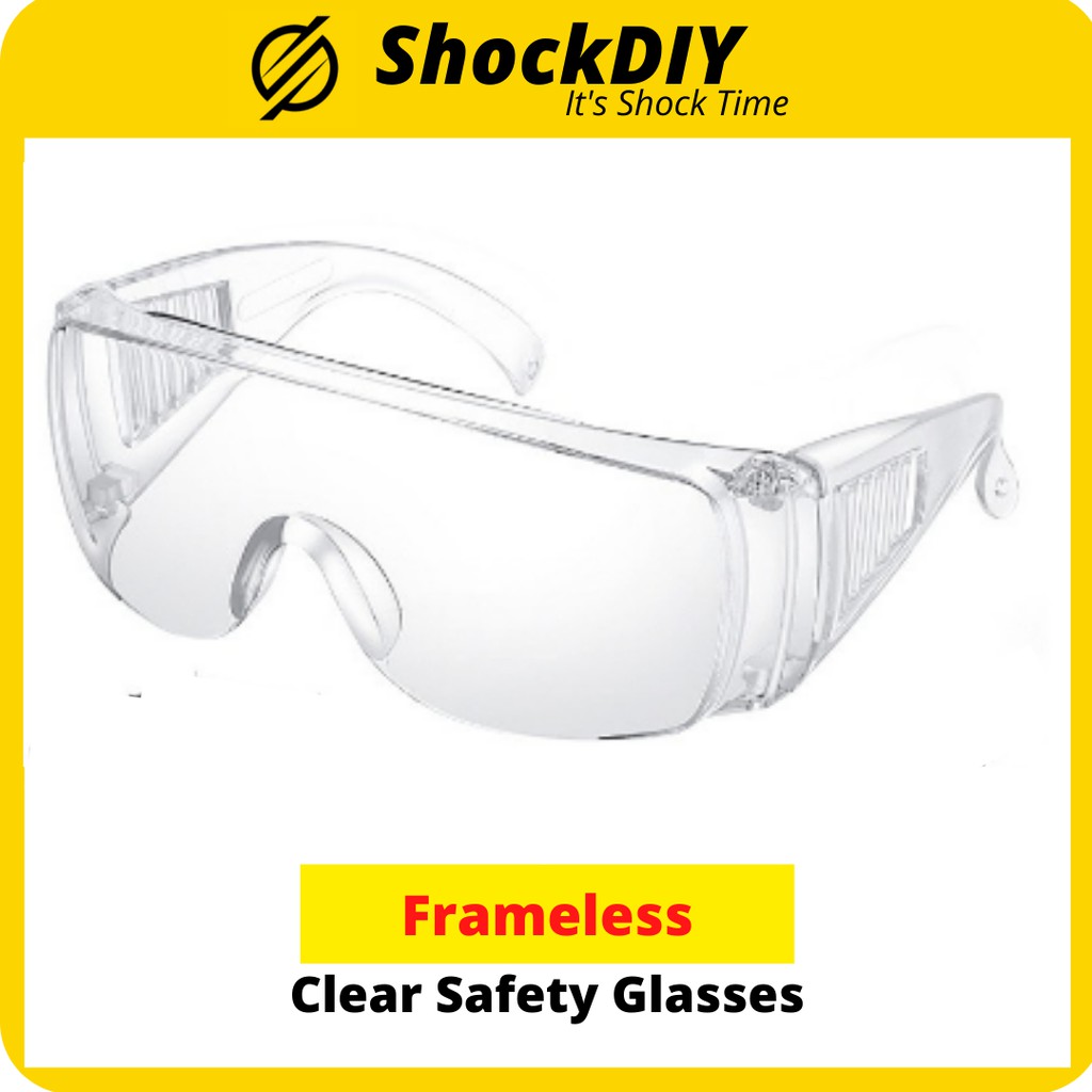 Large Frameless Clear Safety Goggles Eye Protection PPE Glasses Goggle