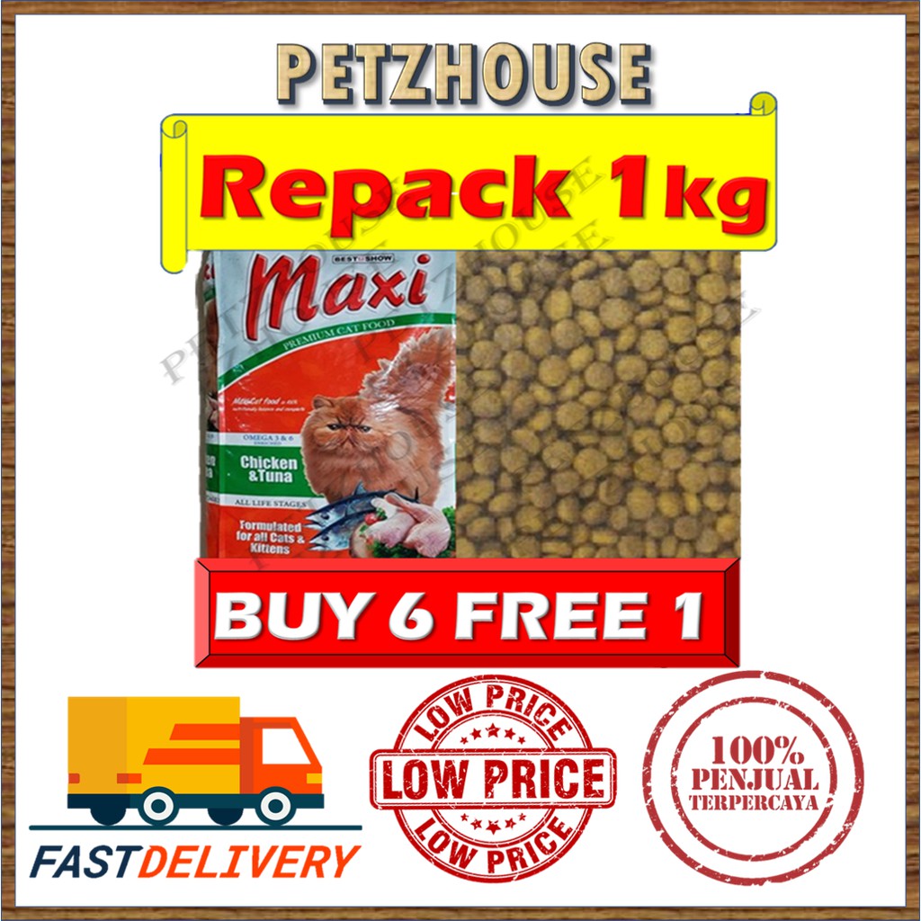 Maxi Premium Cat Kitten Food Chicken Tuna Repack 1kg Shopee