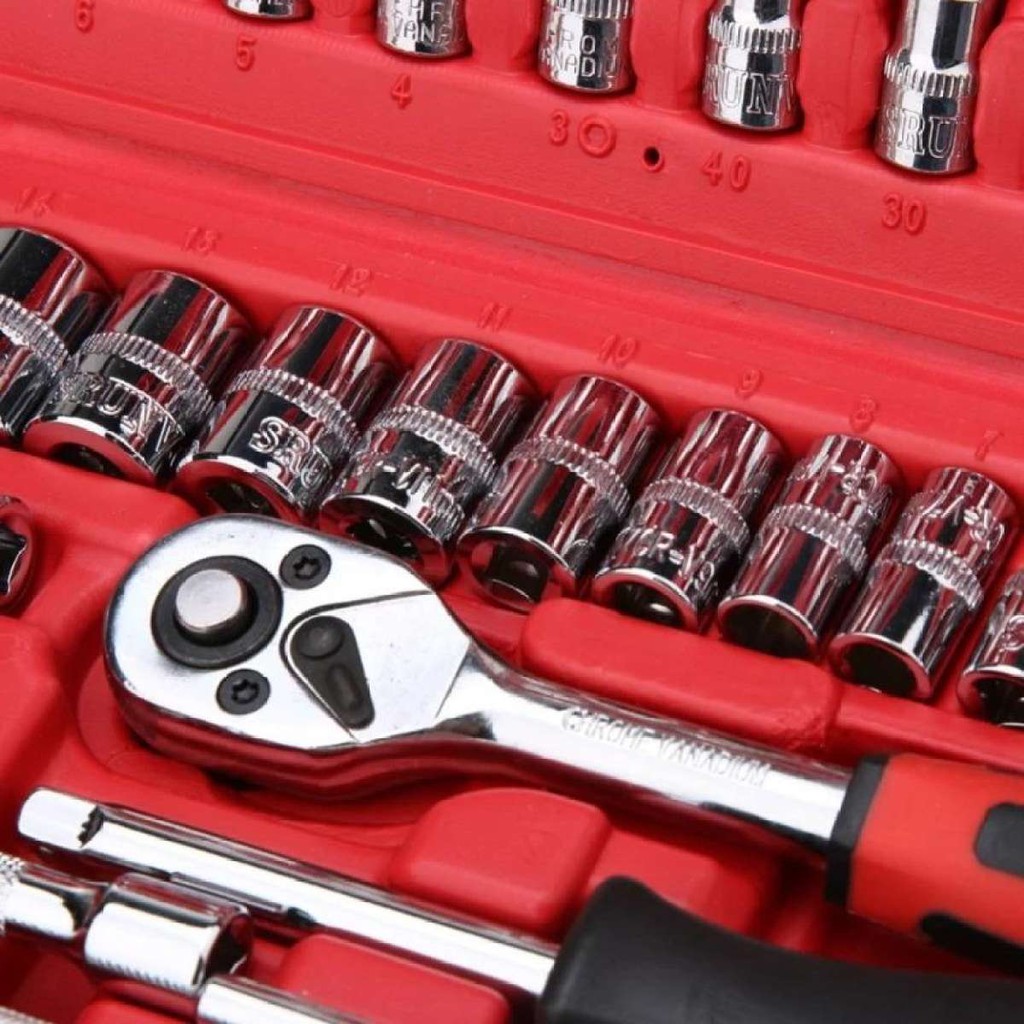 Spanar Set 46pc Chrome Vanadium Socket Set Tool Box Set Ratchet