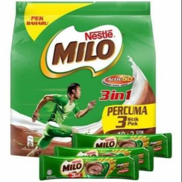 Milo Active Go 3in1 Chocolate Malt Drink 18 FOC 3 14Stick33g Shopee