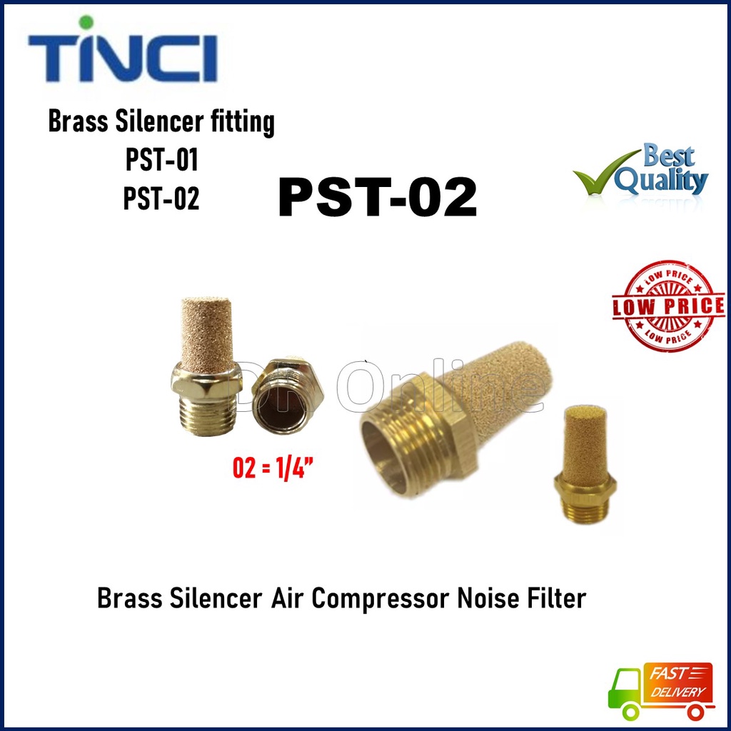 Tnci Pneumatic Brass Silencer Pneumatic Exhaust Muffler Air Compressor