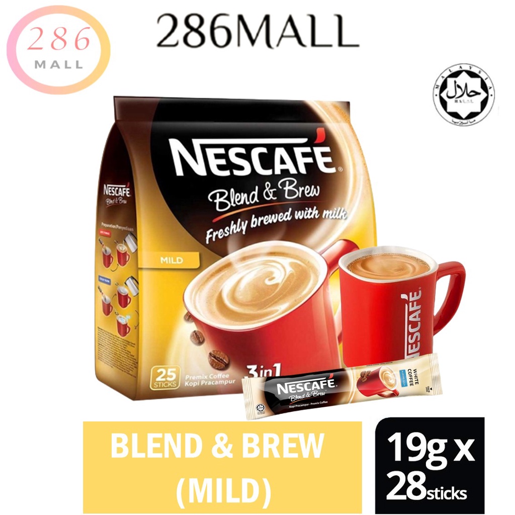 Nescafe Blend Brew Original Rich Mild 3 In 1 Premix Coffee 28 Stick