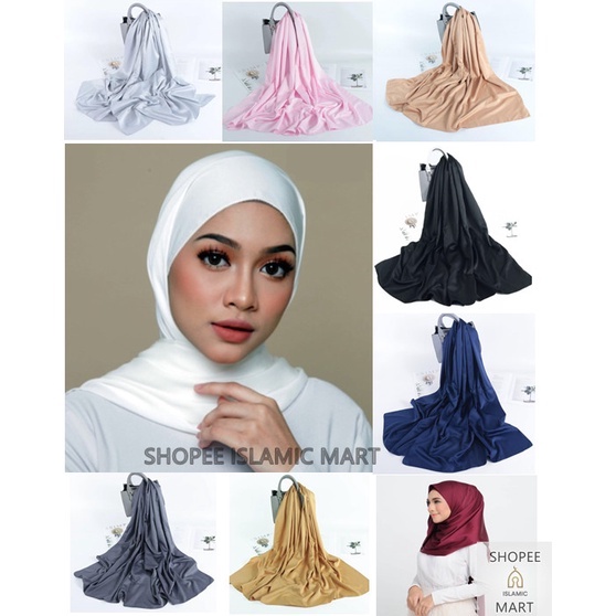 SHAWL SATIN MATTE SILK PLAIN EXTRA WIDE SHAWL LUXE BUBBLE SATIN TUDUNG