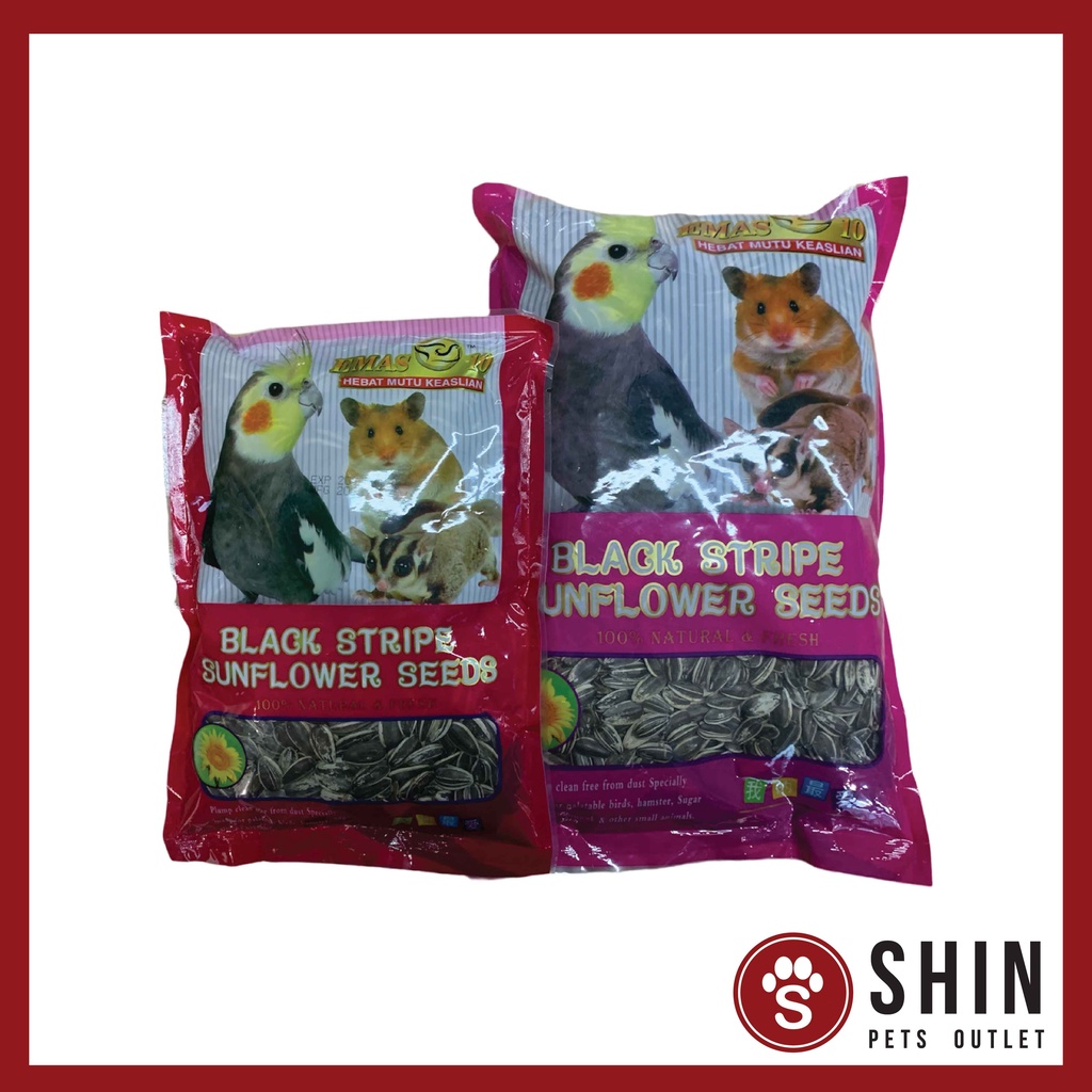 Emas 10 Black Stripe Sunflower Seed 350g 1kg Kuaci Makanan Hamster