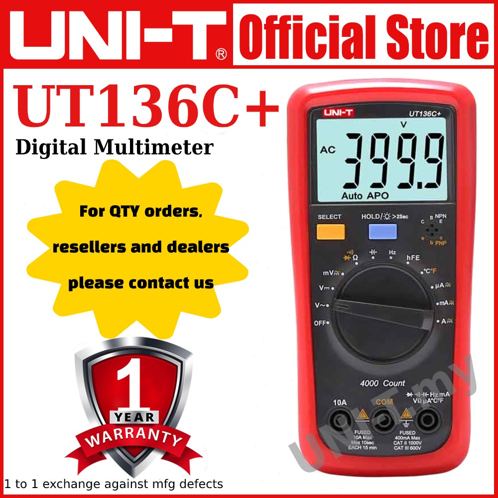 UNI T UT136C Digital Multimeter AC DC 1000V Digital Multimeter