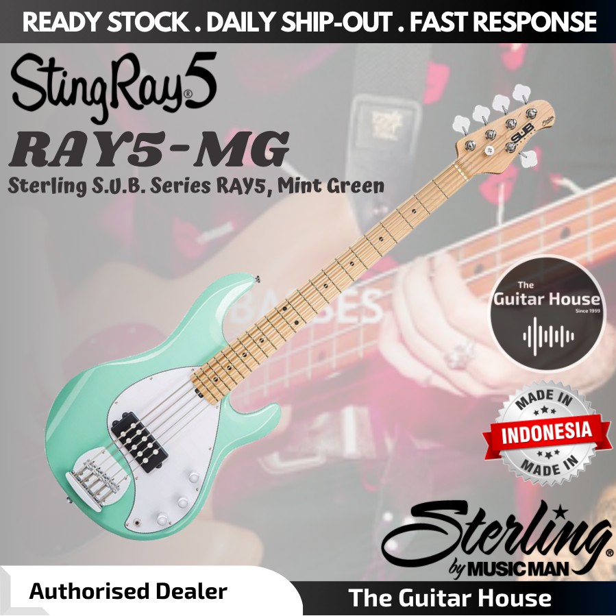 Sterling S U B Series Ray Electric Bass Mint Green Ray Mg Ray Mg