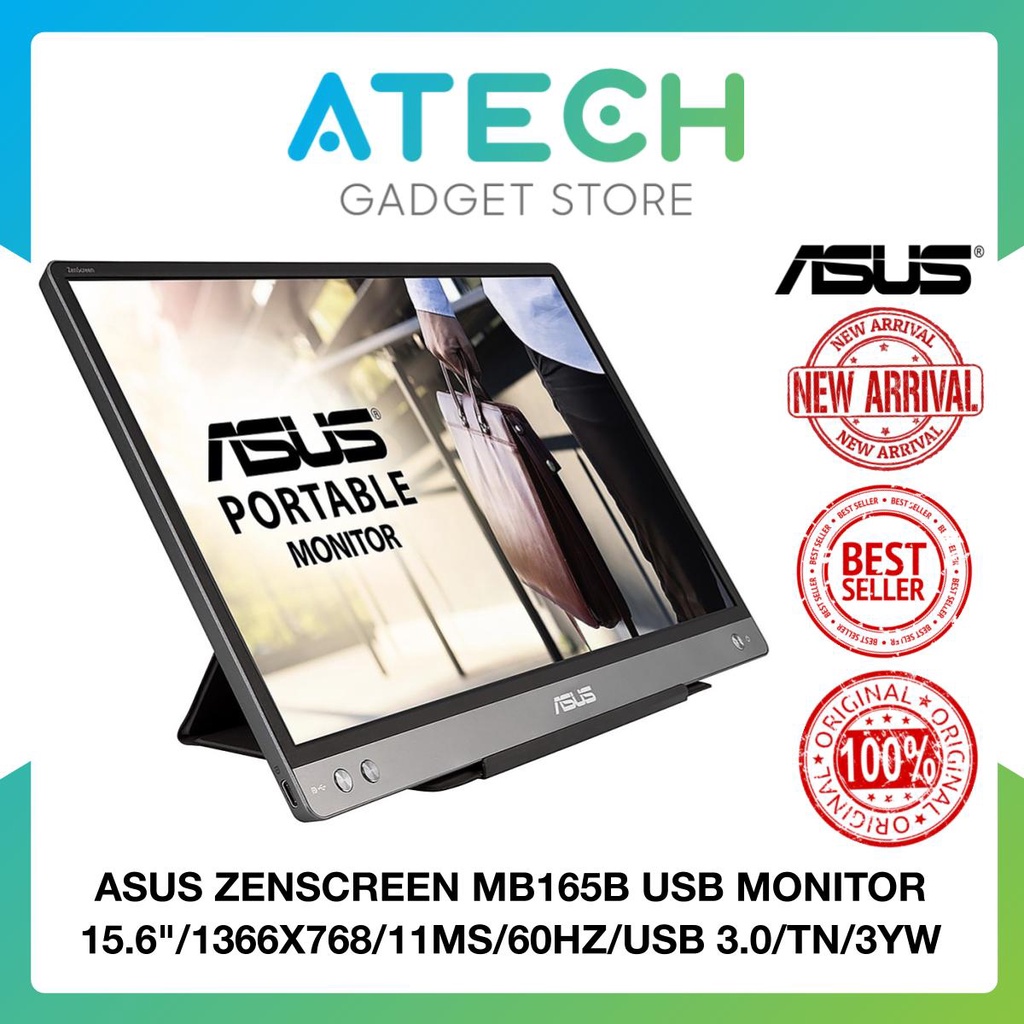 ASUS ZENSCREEN MB165B Portable USB Monitor 15 6 1366X768 11MS 60HZ