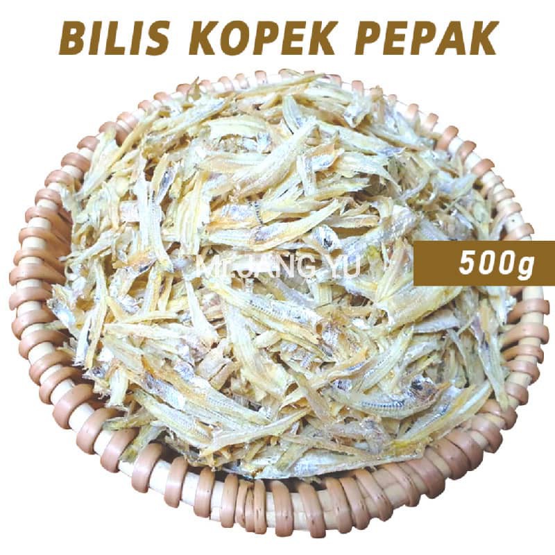 Ikan Bilis Kopek Pepak Grad AAA Putih Peeled 100g 500g Nipis Rangup