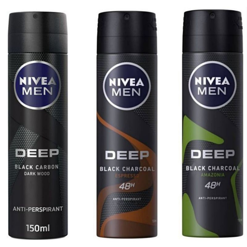 NIVEA MEN DEEP BLACK CHARCOAL SPRAY 150ML ESPRESSO AMAZONIA DARK