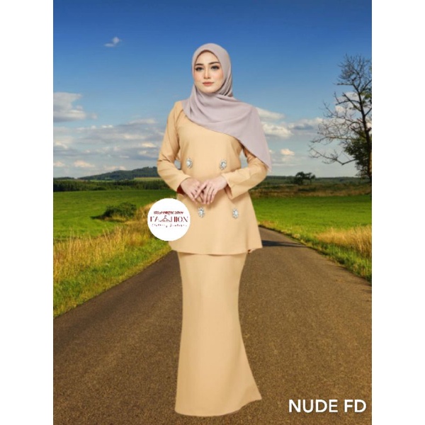 Nude Soft Beige Light Beige Kurung Riau Kurung Moden Plus