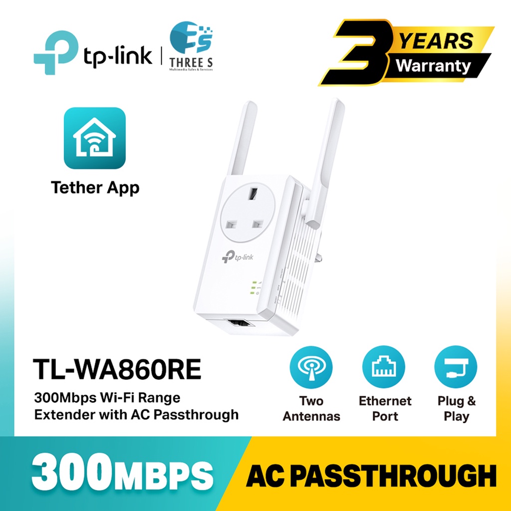 Tp Link TL WA860RE 300Mbps Wi Fi Range Extender With AC Passthrough