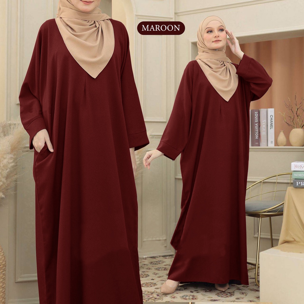 KAFTAN PLAIN VIRAL COMO CREPE KAFTAN MURAH FREE SIZE S To 5XL