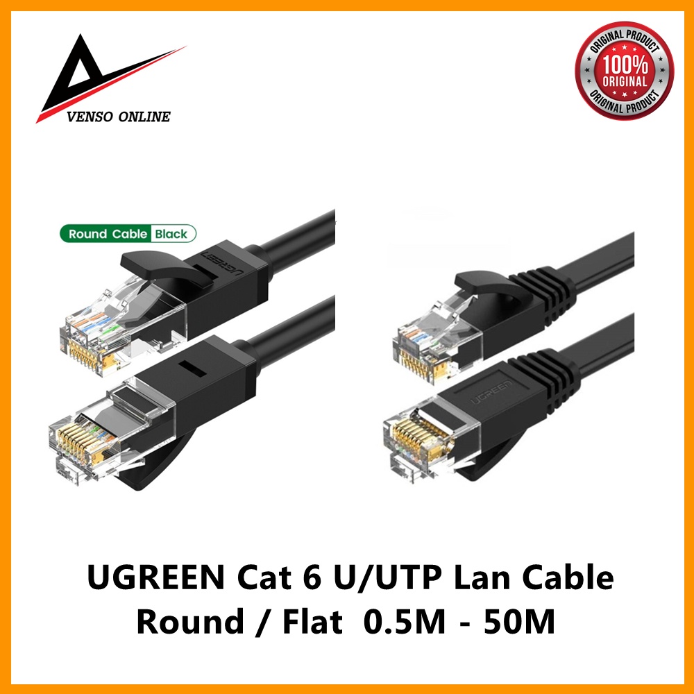 UGREEN Cat 6 20M 50M Round Flat Ethernet Patch Cable Gigabit RJ45