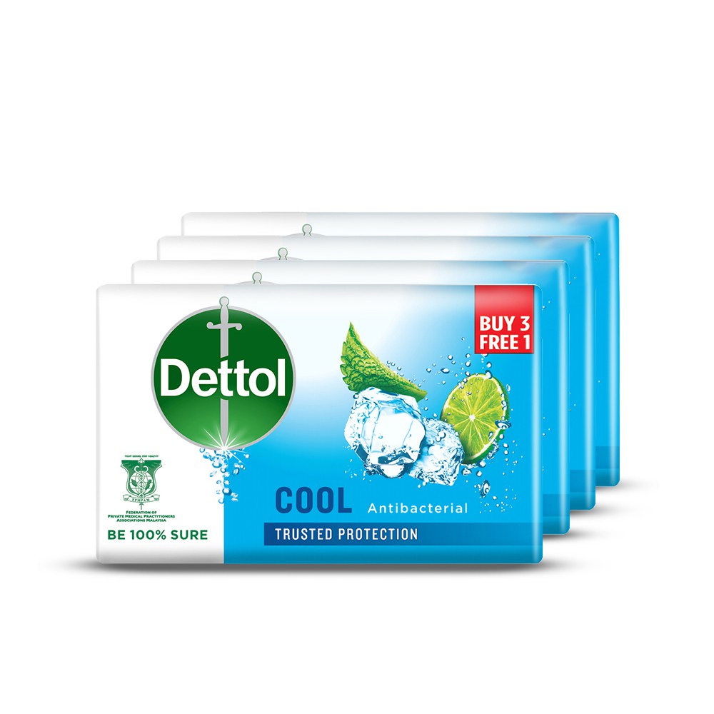 Dettol Body Soap 100g BUY 3 FREE 1 Active Cool Fresh Lasting Fresh