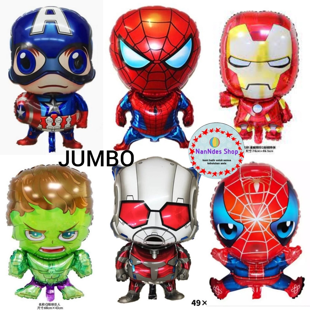 Avengers Superhero Jumbo Foil Balloons Spiderman Character Balloons