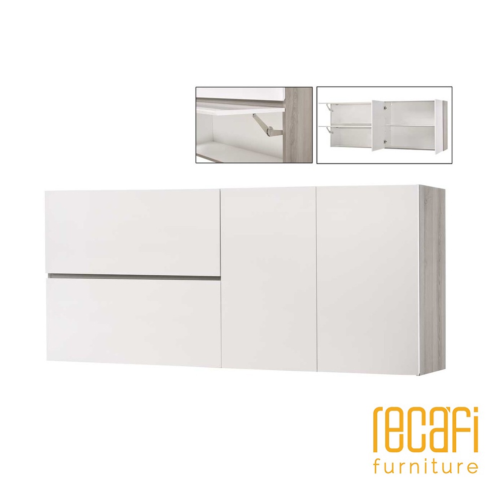 Recafi Furniture 6FT Wall Unit Modern Melamine High Gloss White Kitchen