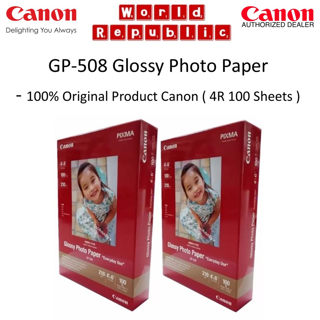 Canon GP 508 GP508 Glossy Photo Paper 4R 20 Sheets 4R 100 Sheets A4