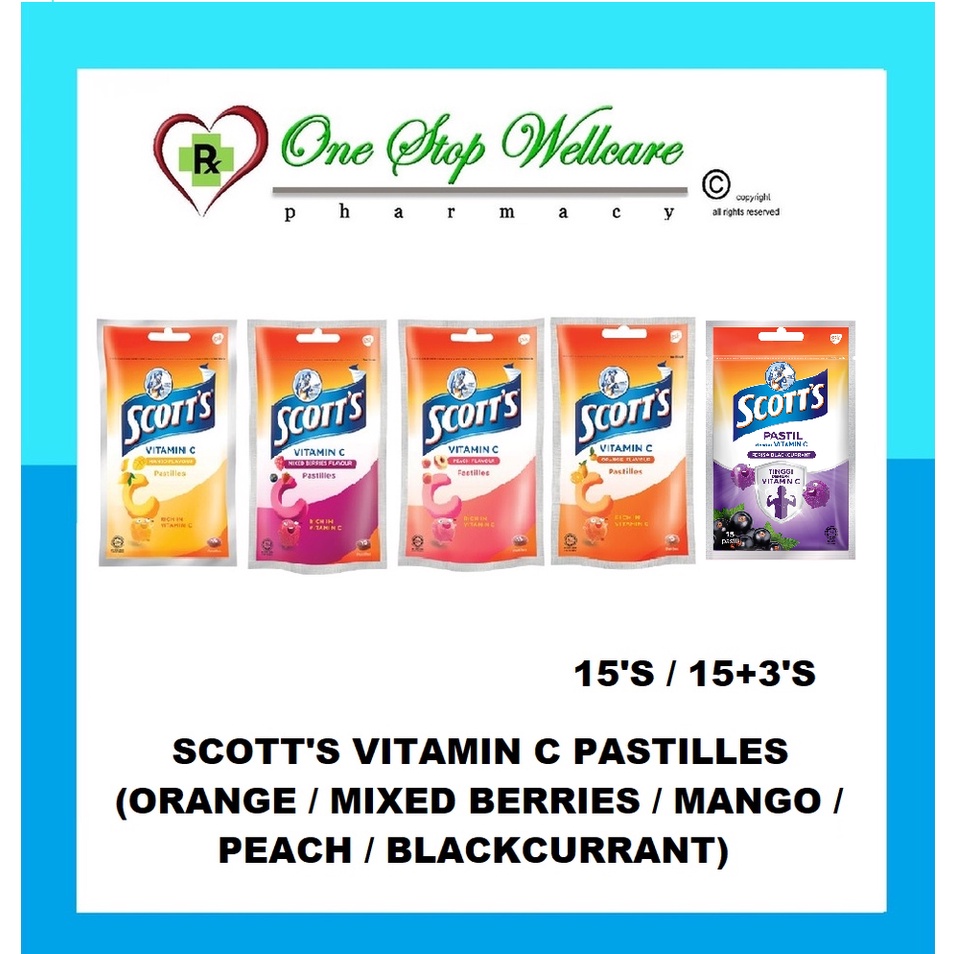 SCOTT S VITAMIN C PASTILLES 15 S 15 3 S ORANGE MIXED BERRIES