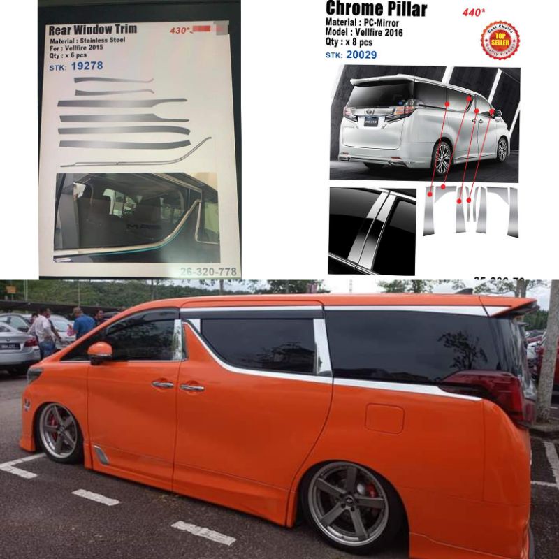 Toyota Alphard Vellfire Agh Pcs Window Trim Chrome Pillar