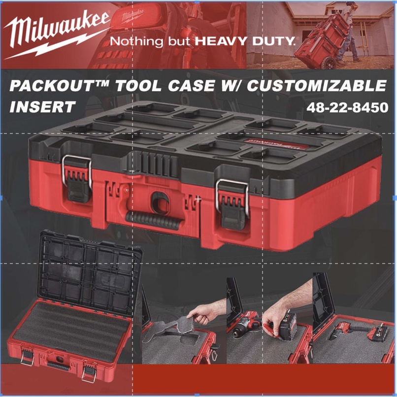 Milwaukee Packout Tool Box With Customisable Foam Insert 48 22 8450