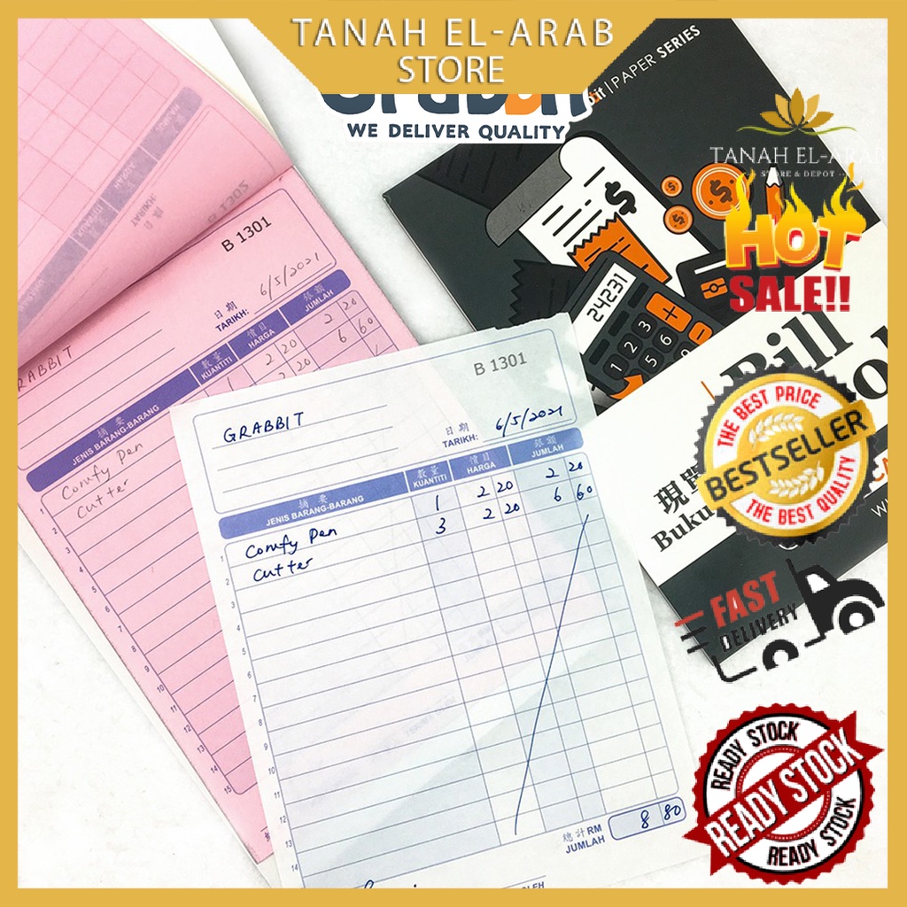 BUKU RESIT BAYAR BILL GRABBIT 2ply Bill Book Invoice Receipt Book With