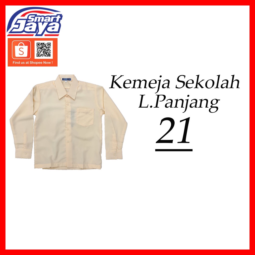 Kemeja Sekolah Beige Rendah Menengah Warna Lengan Panjang Koshibo Licin