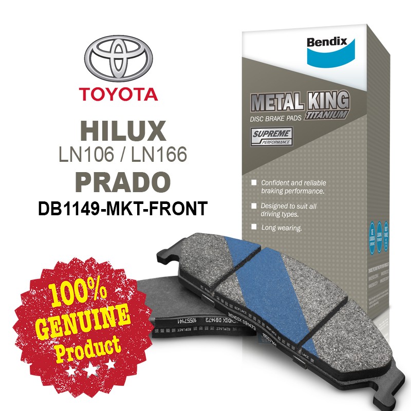 Original Bendix Db Mkt Front Brake Pad Toyota Hilux Ln Land