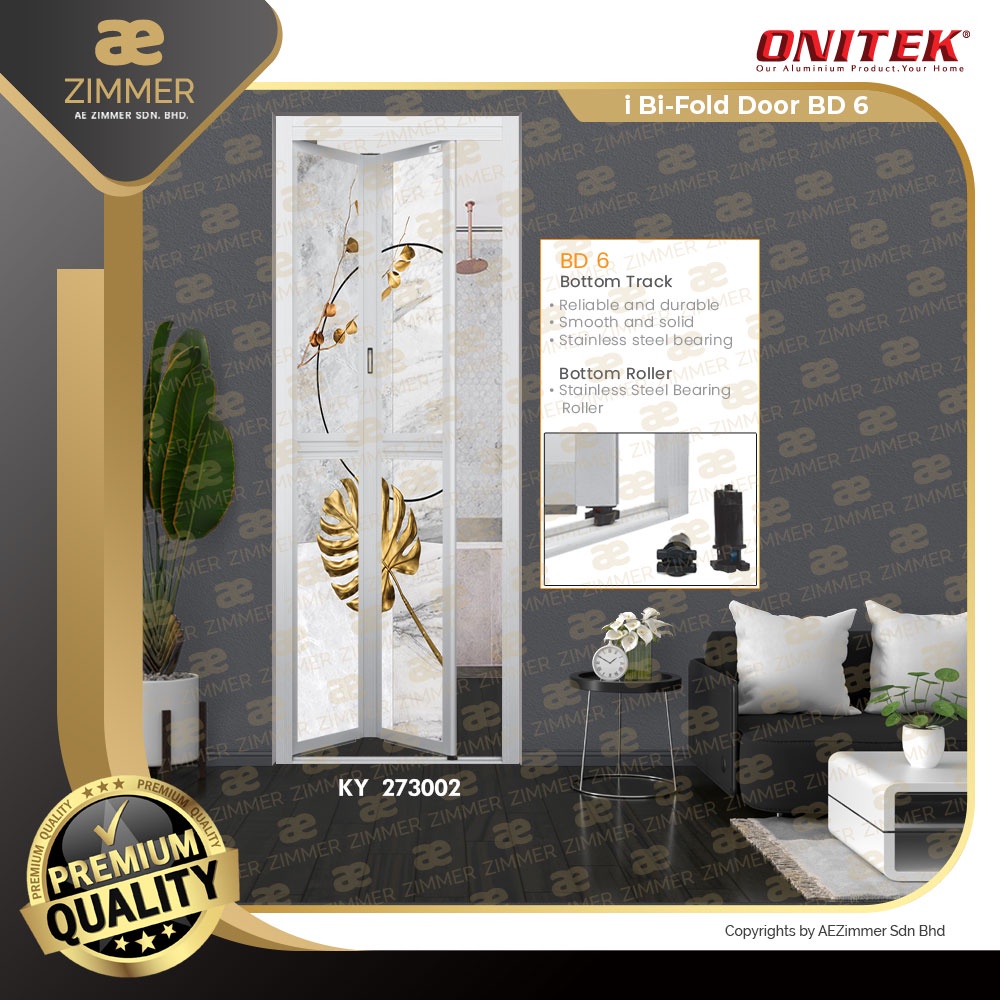 AE Zimmer Onitek Bi Fold Door BD6 Toilet Door Bifold Pintu Lipat