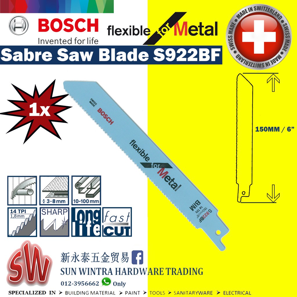 Bosch SabreSaw Blade Flexible For Metal S922BF NDS 150098 Shopee Malaysia