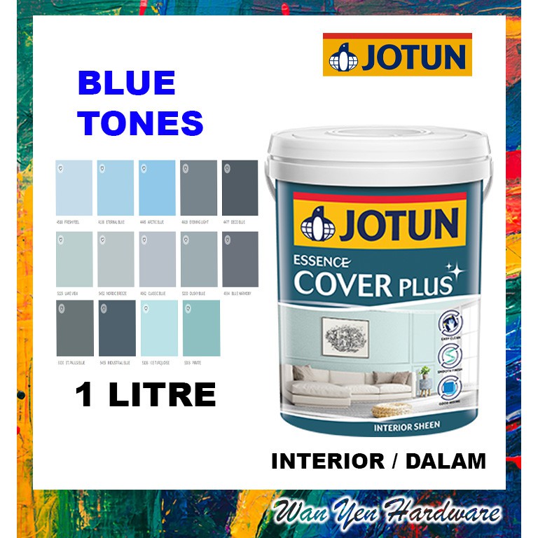 Litres Blue Tones Jotun Essence Cover Plus Sheen Interior Dalam