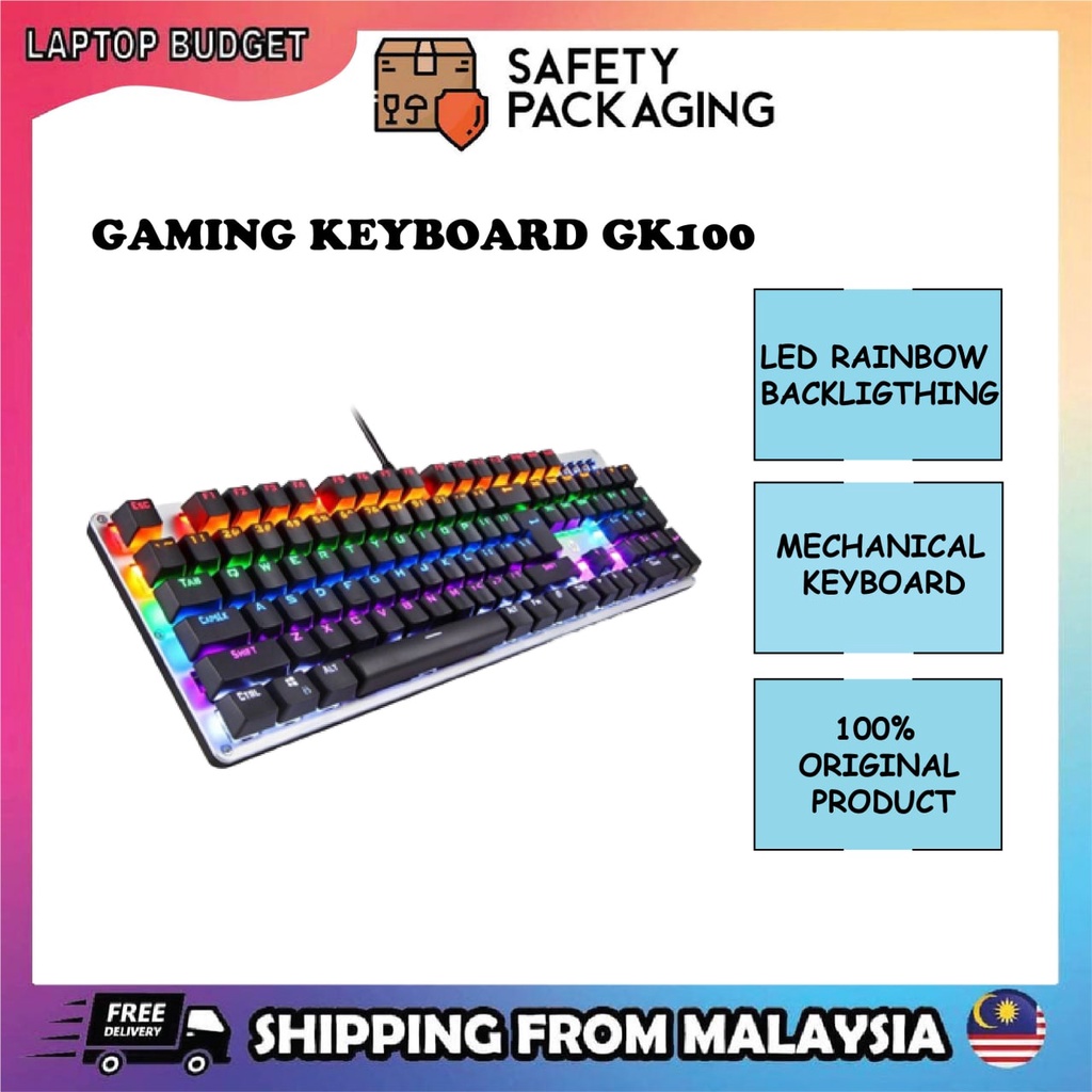 HP GK100 REAL WIRED MECHANICAL MIXED BACKLIGHT GAMING KEYBOARD WITH 104