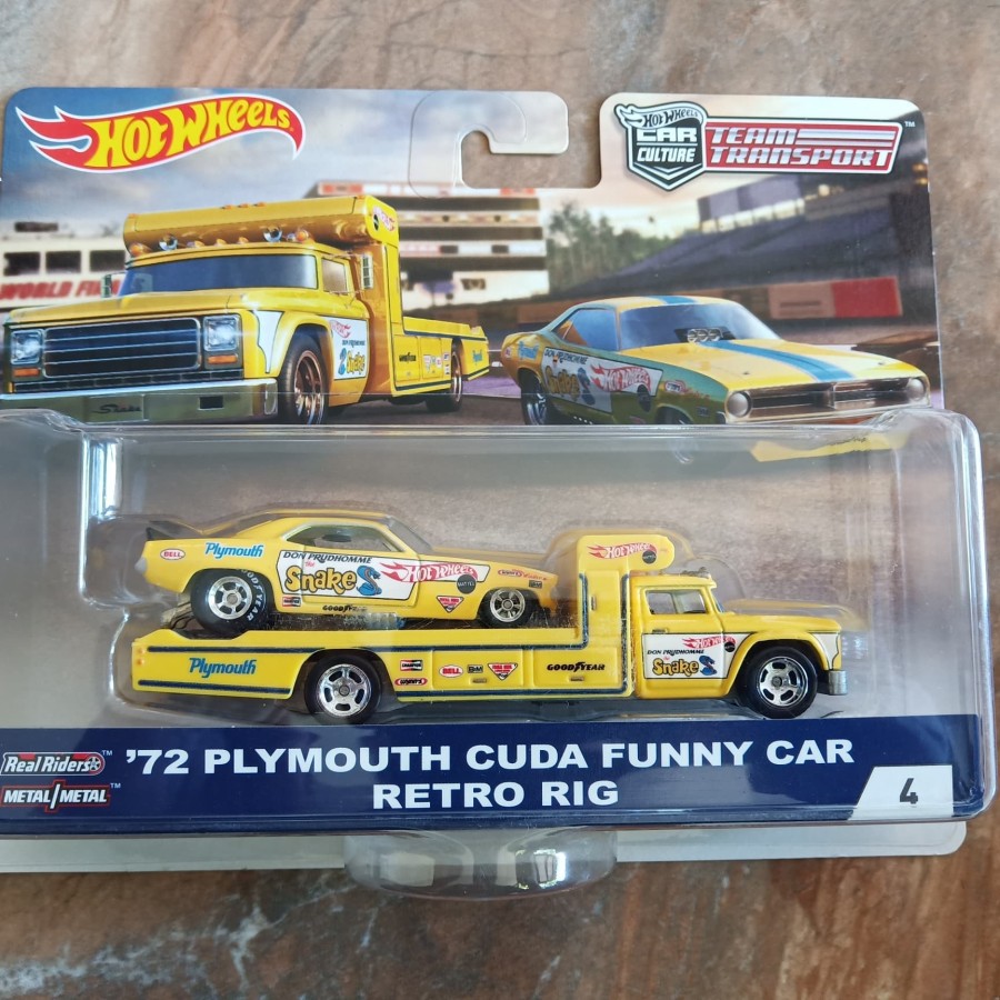 Hot Wheels Team Transport Plymouth Cuda Funny Car Retro Rig