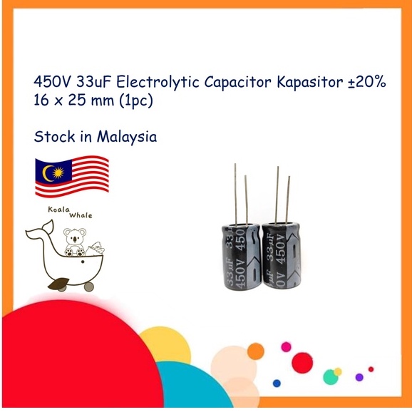 450V 33uF Electrolytic Capacitor Kapasitor Elco 20 16 X 25 Mm 1pc