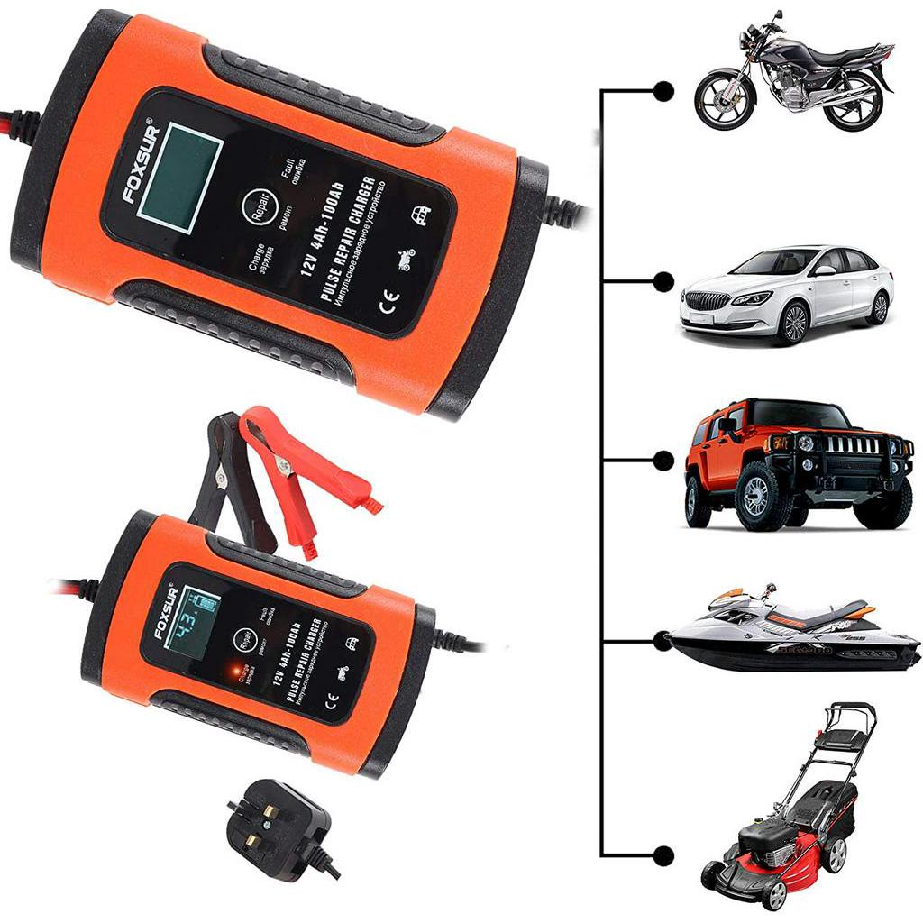 Foxsur Car Battery Charger V A Pulse Repair Lcd Battery Charger Car