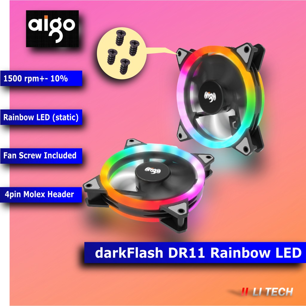 Aigo Darkflash Dr Spectrum Rainbow Led Dual Ring Cooling Pc Fan Cm