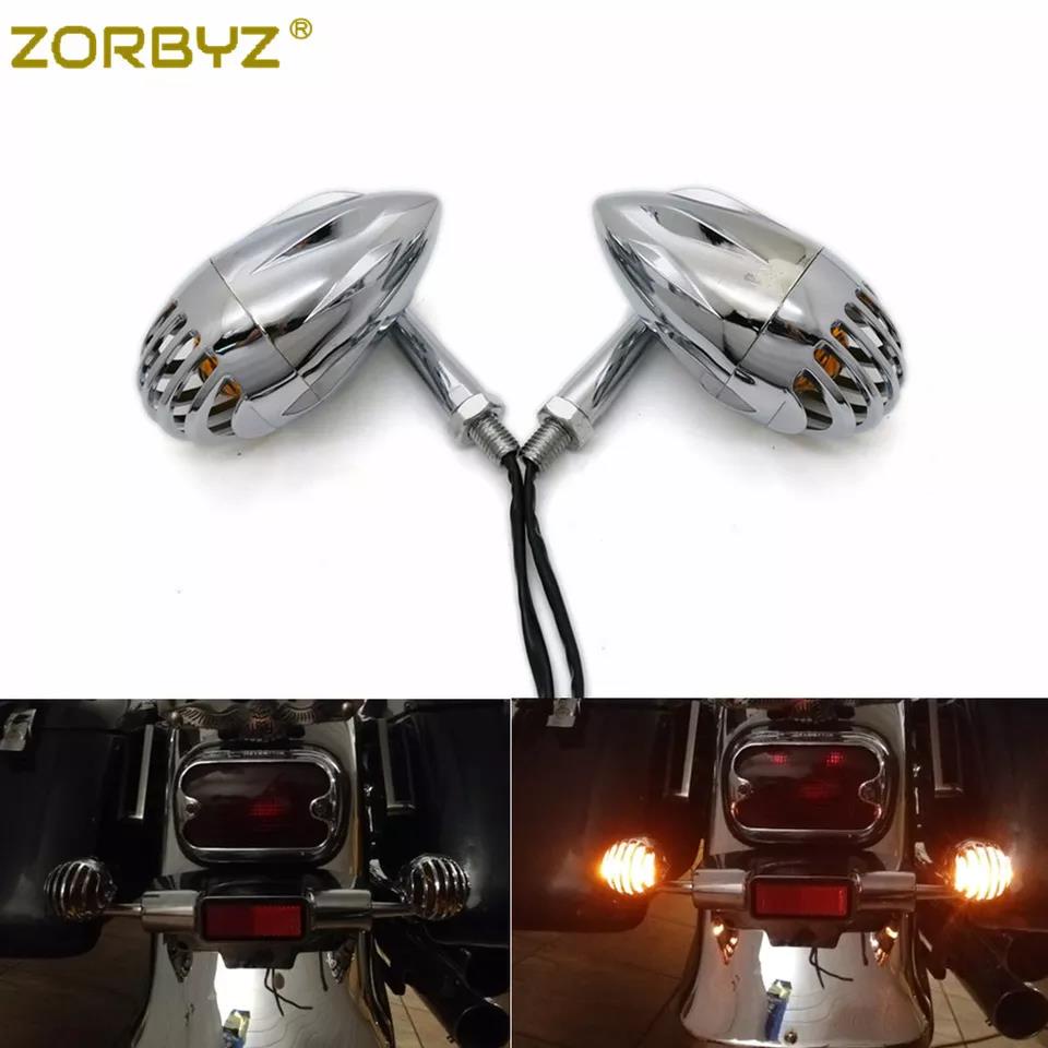 Zorbyz Universal Chrome Motorcycle Abs Bullet Turn Signal Indicator