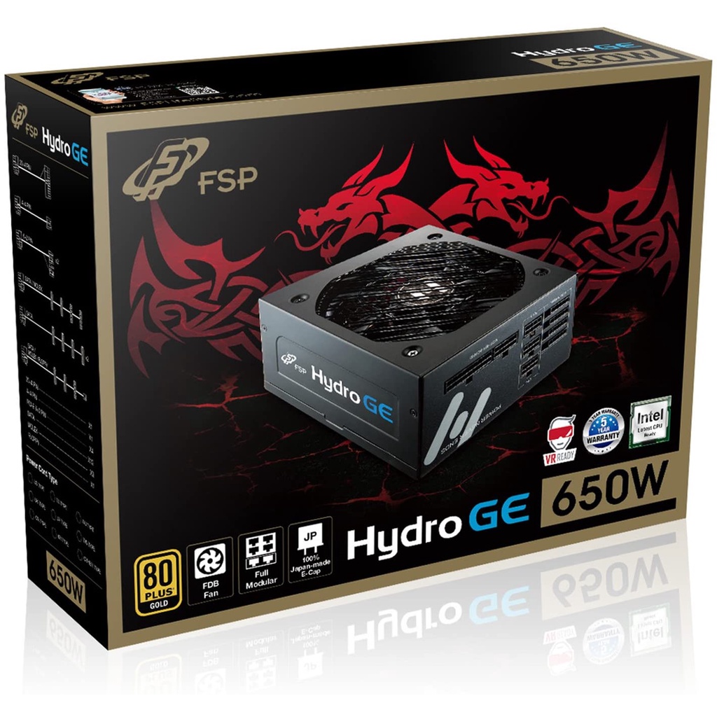 FSP HYDRO GE 650W 80PLUS GOLD Full Modular Power Supply Shopee Malaysia