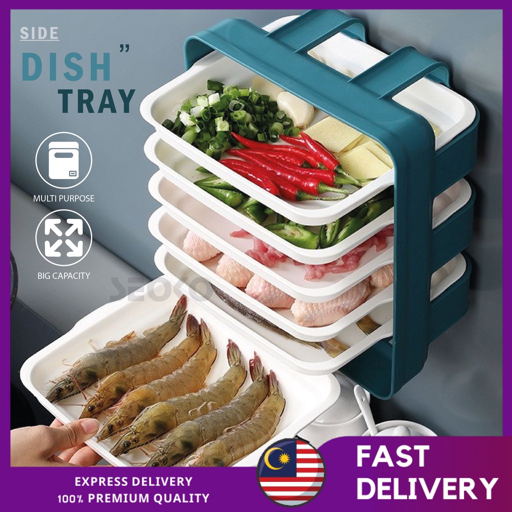 6 Layer Stackable Food Plate Rack Wall Mounted Kitchen Use Hot Pot Tray Side Dish Tray Rack