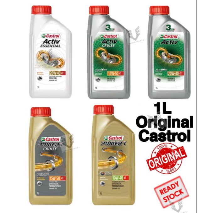 Castrol Engine Oil 4T 1Litre 100 Genuine Minyak Hitam Castrol Activ