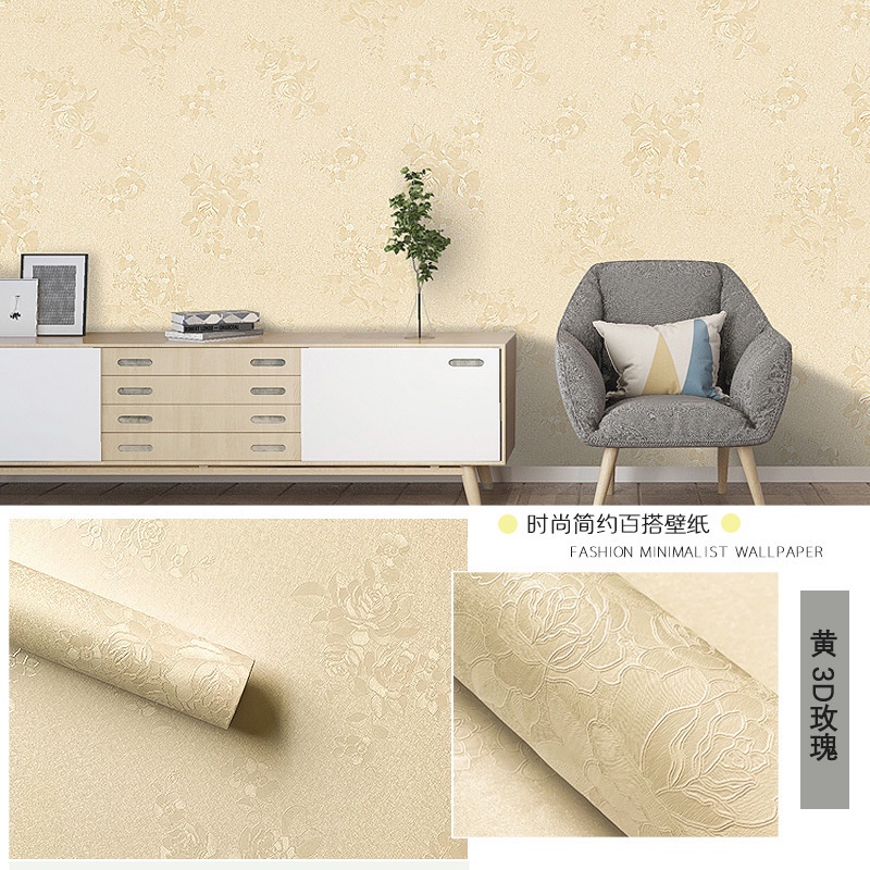 Kertas Dinding 45cm X 10m Silk Linen Solid Wallpaper Stickers Removable