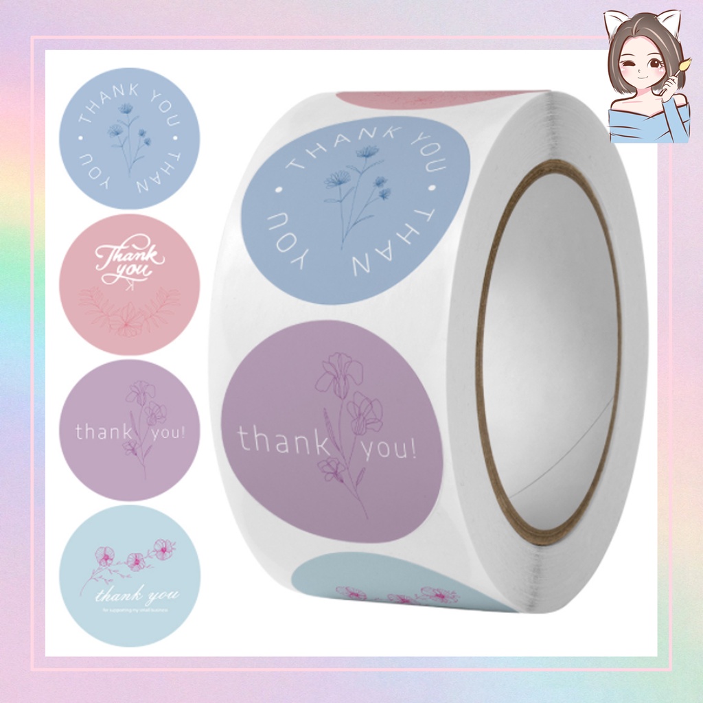 Thank You Sticker Pcs Roll Business Packaging Seal Label Round