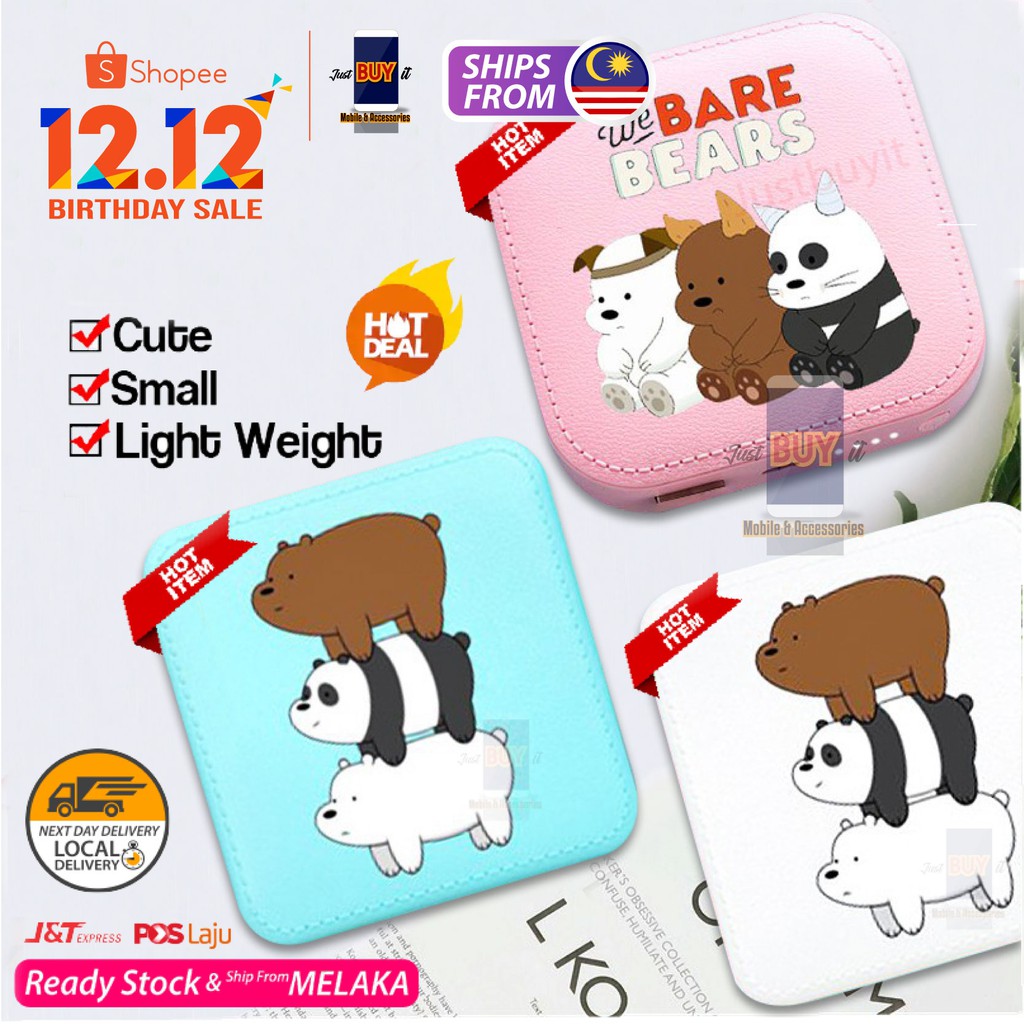 We Bare Bears Mini Cute Colorful Powerbank Cartoon Portable Battery