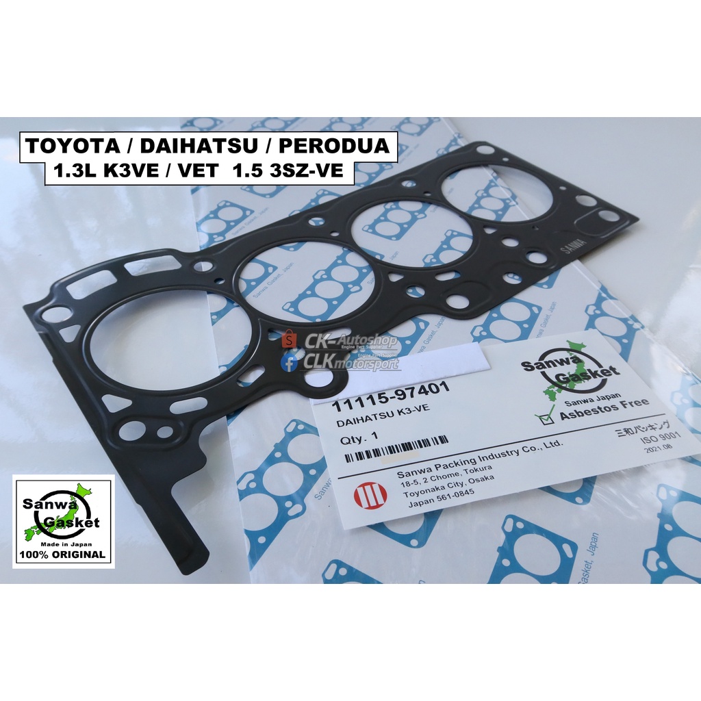 Sanwa Japan Metal Head Gasket For Perodua Myvi Gen Gen Alza Kembara