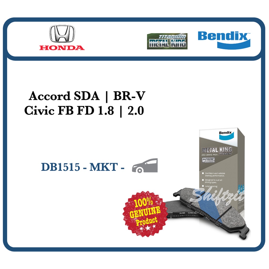 Original Bendix DB1515MKT Front Brake Pad Honda BRV BR V Accord TAO