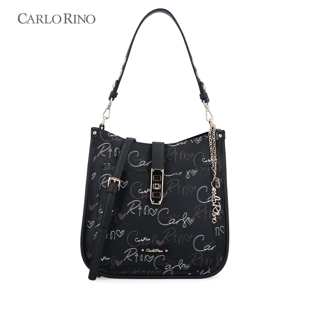 Carlo Rino Black Playful Dame Shoulder Bag Shopee Malaysia