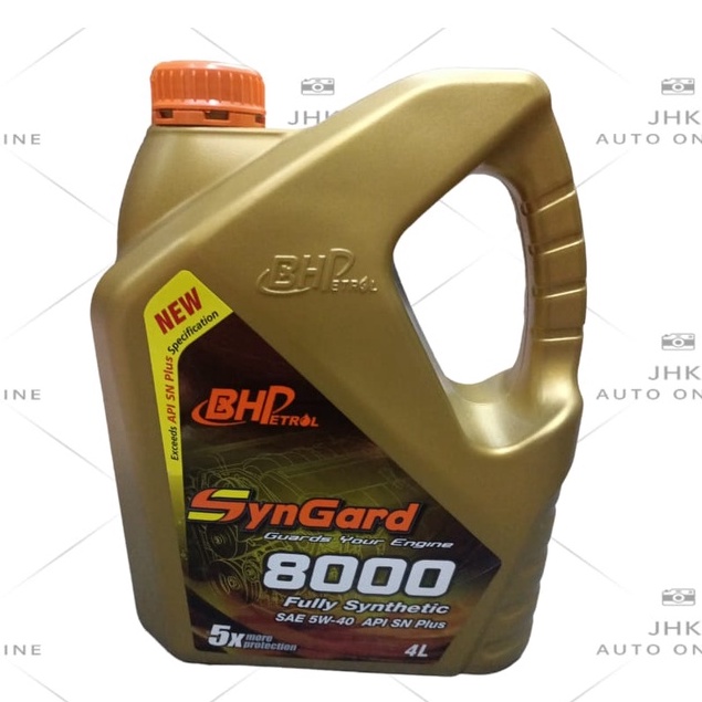 BHP SYNGARD 8000 5W40 ENGINE OIL FULLY SYNTHETIC 4LITRE API SN PLUS